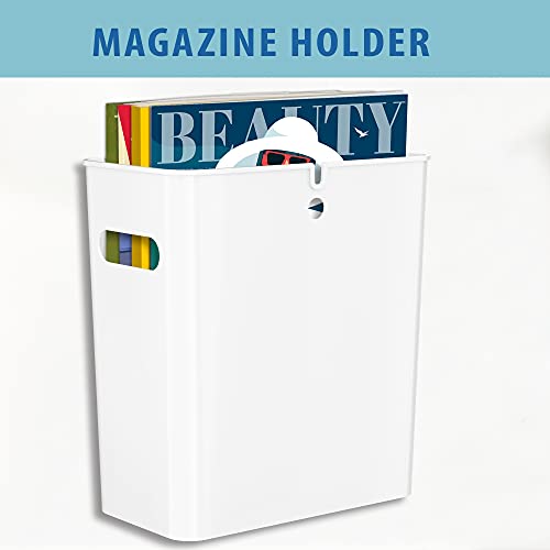 Itouchless Slimgiant 4.2 Gallon Slim Storage Organizer With Handles, 16 Liter Plastic Basket For Magazines File Folders, Toys, Tools, Crafts, Use In Closet, Kitchen, Bedroom, Waste Bin, Polar White #TOP2