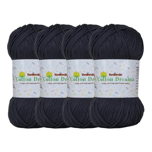 Image of Vardhman 100% Cotton Dreamz Light Weight Natural Thin Yarn | Pack-4 100g