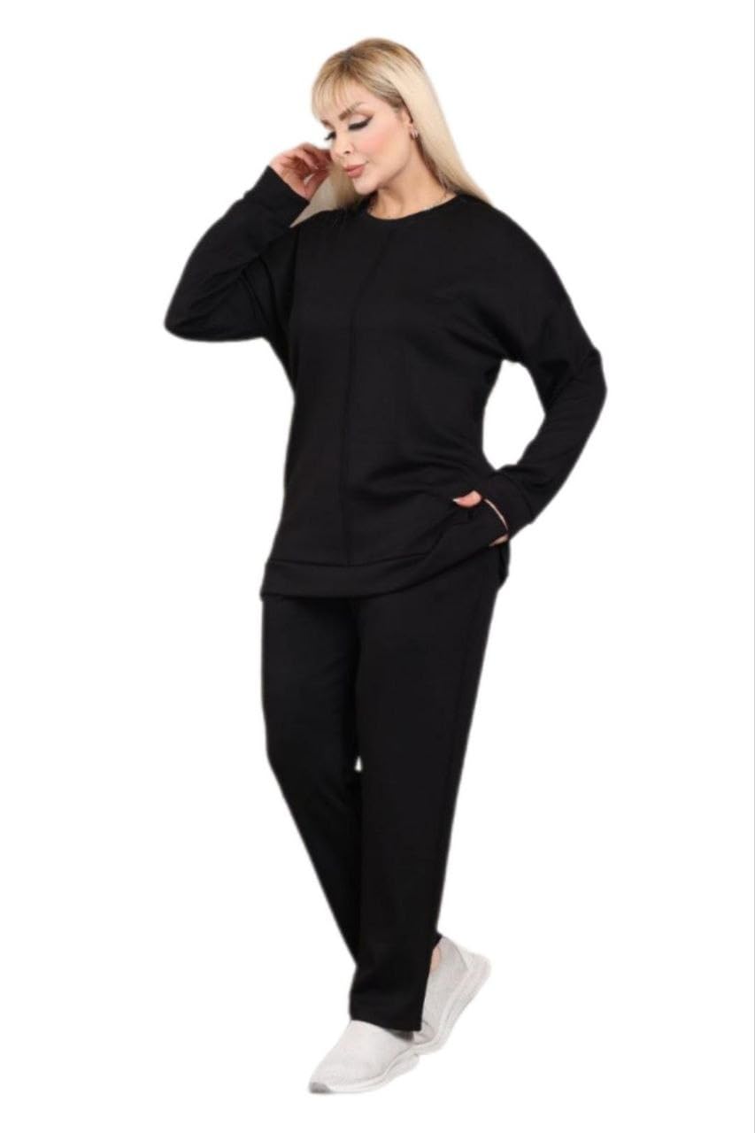 Women’s Plus Size Co-Ord Lounge Set – Two-Piece Relaxed Fit Loungewear, Soft Double-Face Knit, Comfortable Everyday Lounge Suit (L–3XL)