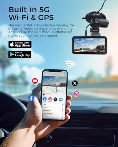 COOLCRAZY 4K Dash Cam Front and Rear with Touch Screen & STARVIS Sensor,5.8Ghz Wi-Fi,GPS,64GB Card,Night Vision Dashcam,G-Sensor,Loop Recording,App Control,24H Parking Monitor Car Camera - Image 7