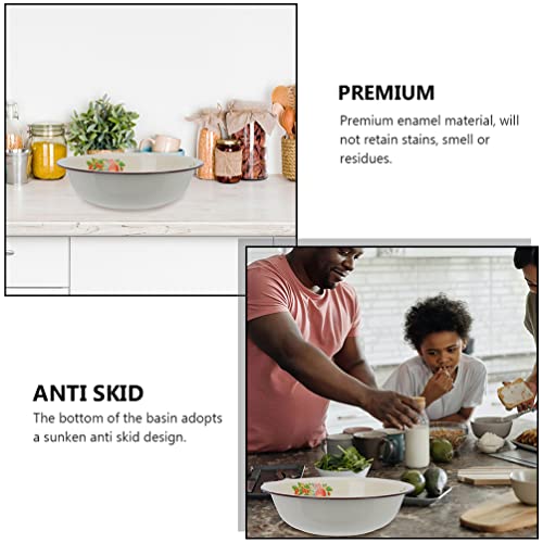 Tazón esmaltado vintage de 11.02 pulgadas con base antideslizante para cocina miniatura 4
