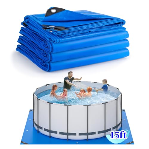 Hyperzoo Pool Liner Pad for Above Ground Pools, Extra Thick Square Swimming Pool Liner, Under Pool Padding Above Ground Pool Pad, Puncture Resistant Weed Barrier Extend Liner Life, Blue (15FT)