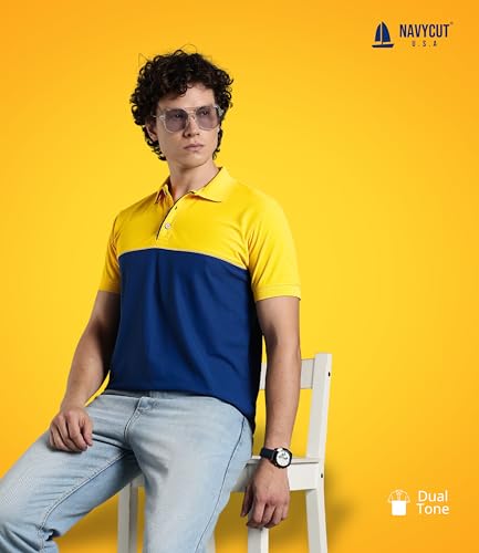Image of Men's Polo T-Shirt | Regular Fit Short Sleeve Shirt with Collar | Solid Color Casual & Sport Polyester Top for Men | Machine Washable