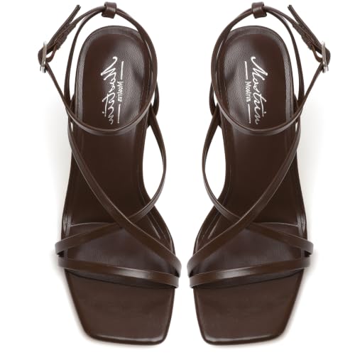 Image of Mostrin Strappy Heels for Women Square Open Toe Lace Up Heeled Sandals Ankle Strap Sexy Stiletto High Heels for Party, Prom, Dating, Wedding