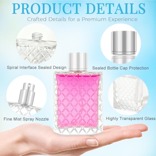 100ML 3.4oz Perfume Bottles Empty Vintage, Fine Mist PerfumeTravel Refillable, Glass Perfume Atomizer, Spray Bottle for Men and Women, Ideal for Home Decor2