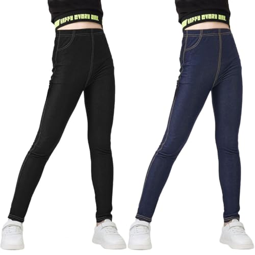 Girls' Athletic Leggings Kids Jeans Look Yoga Pants Dance Running High Waist Trouser Workout Active Dance Tights