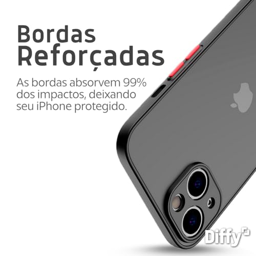 Capinha para iPhone 13 Fosco Capa Translúcida com Proteção de Câmera (iPhone 13, Preto)
