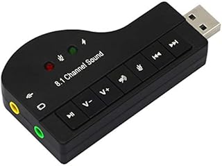 GELRHONR USB Sound Card,8.1 Channel USB to 3.5mm External Sound Card Audio Adapter Virtual 3D Sound - Plug and Play with LED Light for Desktop Laptop -Black