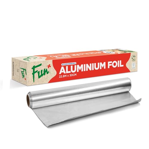 Fun Extra-Wide Aluminium Foil 22.8M x 30CM 75sqft Heavy Duty Kitchen Wrap for Cooking Grilling Baking Roasting & Freezer Storage Durable Ideal for Home & Commercial Use (Pack of 1)