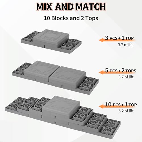 Image of OULEME 12 Pack RV Leveling Blocks, Stackable Jack Blocks, Interlocking Leveling Pads with Carrying Bag, for Camper Travel Trailer, Gray
