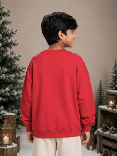 Image of KiddoPanti Boys Solid Round Neck Full Sleeve Fleece Sweatshirt | 60% Cotton 40% Polyester | Soft Warm Winter Pullover | Ribbed Cuffs & Hem | Casual Winter Sweatshirt for Kids