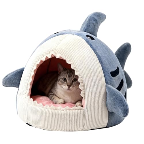 Nid De Chat Intérieur, Lit Pour Chats En Forme De Requin, Niche Pour Chein, Coussin Confortable Amovible, Tente De Lit De Chaton, Grotte Antidérapant Pour...
