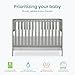 Dream On Me Synergy 5-in-1 Convertible Full-Size Baby Crib with Toddler, Day & Full Bed Conversion in Cool Grey, GreenGuard Gold & BSA, 3 Mattress Heights, Sustainable Pinewood