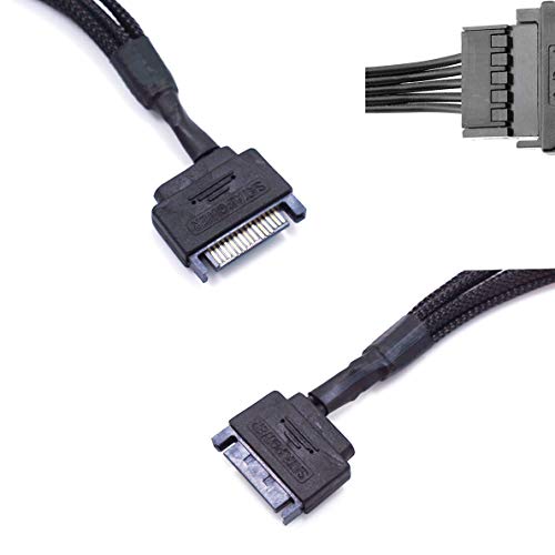 Image of 2Pack 15-Pin Male SATA to 5 Fan 12V Sleeved Power Adapter Cable SATA to 3 Pin / 4 Pin PMW PC Case Fan Power Adapter Cable,Computer Cooler Cooling Fan Splitter Y Power Cable 10.6 inches