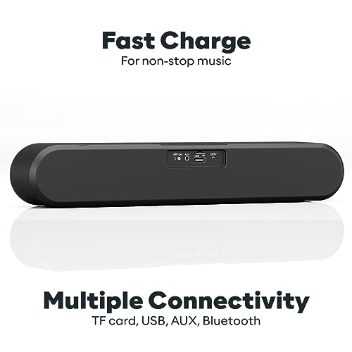 Image of (Refurbished) GOVO GoSurround 220 16W Bluetooth Sound bar, 2000 mAh Battery, 2.0 Channel with 52mm Drivers, Multicolor LED Lights with TWS, AUX, Bluetooth and USB (Platinum Black)