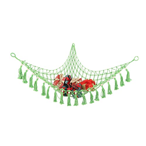 Corner Mesh Triangle, Toys Storage Woven Tassel Net, Soft Corner Hanging Netting Boho Stuffed Macrame Net Toy Storage Hanging Wall Toys Organizer Pocket Storage Swing Net for Home Toys (Fruit Green)