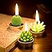 Glarks 12Pcs Unique Designs Cactus Tealight Candles Set, Handmade Delicate Succulent Cactus Artificial Succulents Tealight Candles Perfect for Birthday Party Valentine's Day Wedding Spa Home Decor