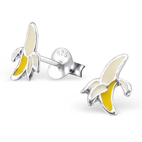925 Sterling Silver Set of 3 Pairs Monkey & Banana Palm tree Stud Earrings (Nickel Free)2