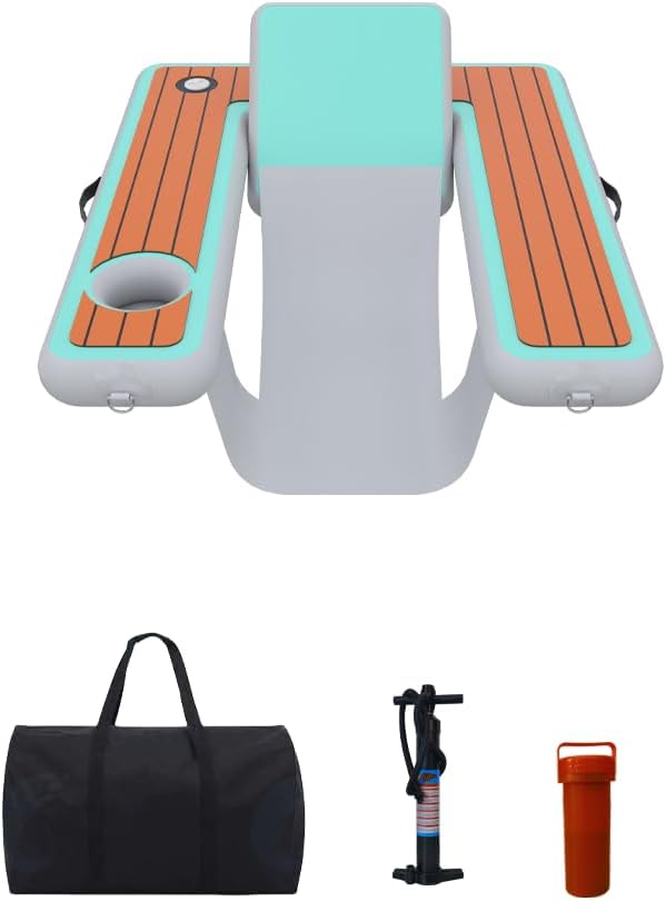 Yonghome Premium Anti-Cut Pool Float Chair with Cup Holder 55"x47"x6" Reinforced PVC Lounger, Solid Seat Design & Safety Rounded Edges for Adults, Includes Carry Bag