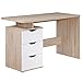 Produktbild FineBuy Schreibtisch MASSA 120 x 76 x 53 cm mit 3 Schubladen in Sonoma Weiß, Computertisch modern für Jugendliche, Laptoptisch platzsparend mit Ablage Grau