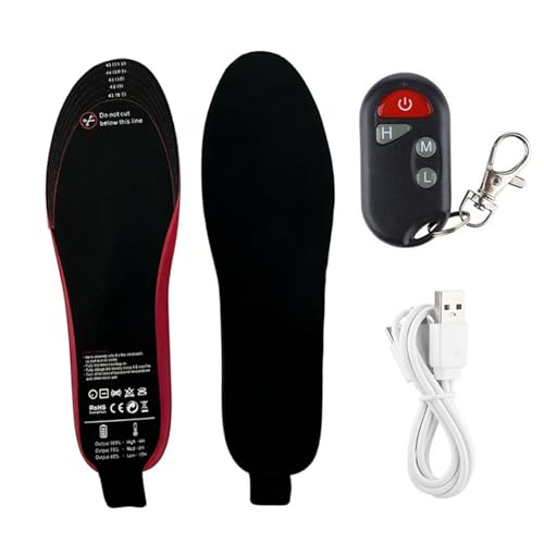 1 Paire de Semelles chauffantes, Semelles chauffantes Rechargeables USB réglables à 3 températures pour l'hiver, Hommes et Femmes, Camping en Plein air, Ski, 41-46, L