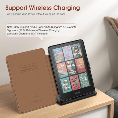 Image of Fintie Case for 7 inch All-New Kindle Paperwhite (12th Generation, 2024) and Kindle Colorsoft Signature Edition - Slim Lightweight Shell PU Leather Protective Cover with Auto Sleep /Wake, Vintage Brown