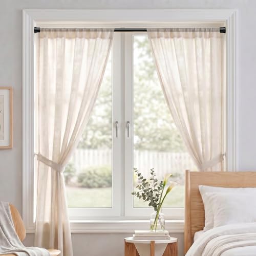 FVONZN 2 Stück Gardinenstange ohne Bohren 67-124cm, Teleskopstange zum Klemmen - ausziehbare Klemmstange für Fenster, Türrahmen, Küche & Kleiderschrank (Schwarz)