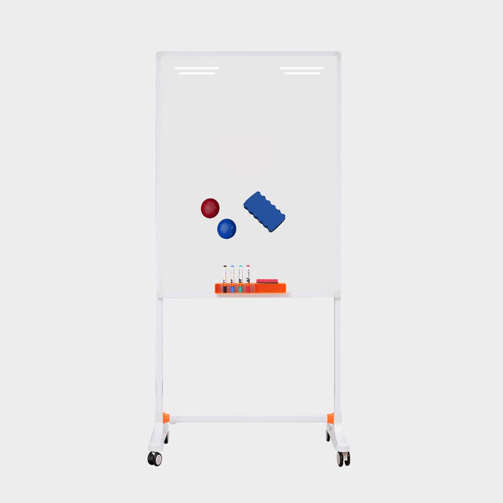 Tablica Suchościeralna na Kółkach, Magnetyczna, z Podstawą, Stojąca Tablica Suchościeralna na Kółkach, Regulowana Wysokość(White,70x100cm/27.5x39in)