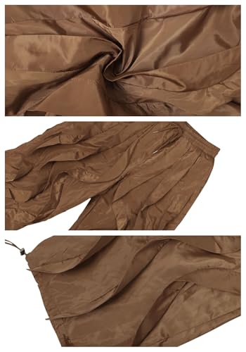 Image of Lucuna Women Balloon Pants Ruffle Fringe Drawstring High Waist Wide Leg Baggy Joggers Parachute Pants