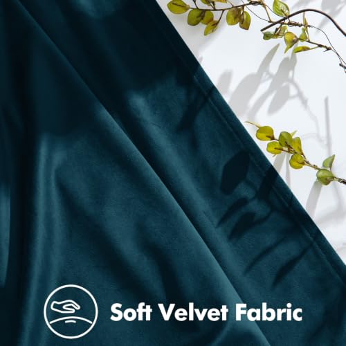 Image of MIULEE Peacock Blue Velvet Curtains 84 inches Long, Pinch Pleated Blackout Drapes with Hooks, Thermal Insulated Pinch Pleat Panels for Bedroom Living Room, 2 Panels