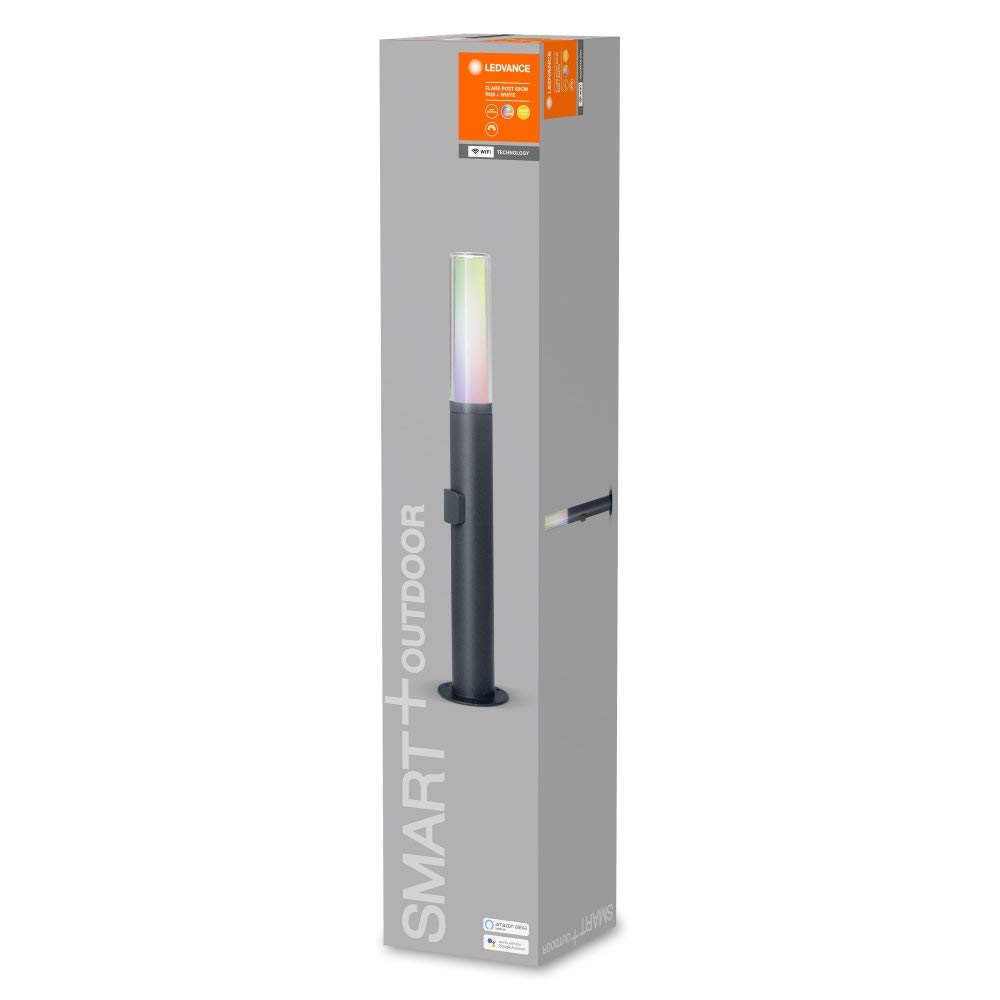 LEDVANCE Luce da esterno Smart LED, piantana con tecnologia WiFi, luce da esterno, colori RGB modificabili, dark gr. Alluminio, 60 cm, compatibile con Google e Alexa Voice Control, SMART+ WIFI FLARE
