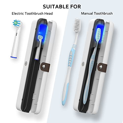 Image of StarWin Portable UV Toothbrush Sanitizer Travel Case With Auto Cycle Sterilization Function - Rechargeable Cleaner Holder for Manual and Most Electric Brush Heads