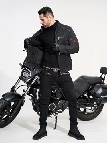 Men's Retro Casual Personalized Embroidery Long Sleeve Faux Leather Street Motorcycle Jacket4