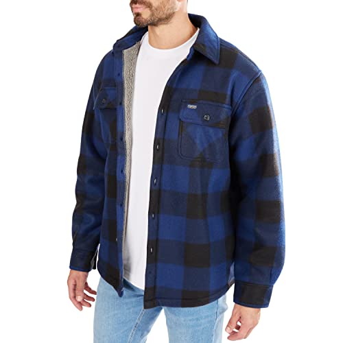 Image of Smith's Workwear Men's Sherpa-lined Plaid Fleece Shirt Jacket