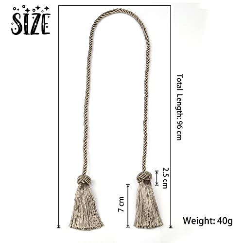 BEL AVENIR 6 Pack Curtain Handmade Tiebacks Decorative Curtain Holdbacks with Tassel… (Flaxen, 6 Pack)