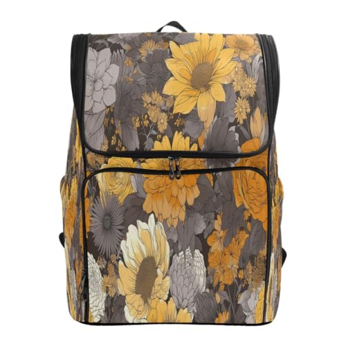 Sac à dos étudiant jaune Fleur Dorée à grande capacité pour filles et garçons