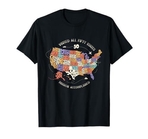 Visited All Fifty States USA all 50 states map T-Shirt