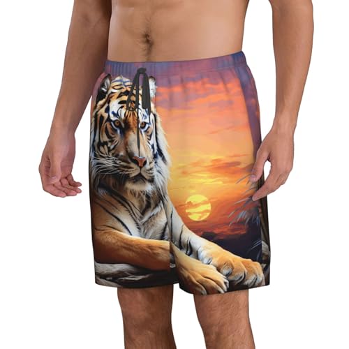 Men's Swim Trunks Quick Dry Board Shorts Mens Bathing Suit Swimsuits Tiger Colorful Sunset Beach Shorts with Pockets3