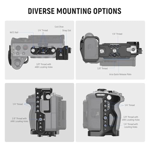 Image of NEEWER FX3 /FX30 Cage Camera Cage with HDMI Cable Clamp, NATO Rail, 3 /8 Inch ARRI Positioning Holes, 1 /4 Inch Thread Compatible with Sony FX3 FX30 Original XLR Handle, Compatible with DJI RS2 RS3