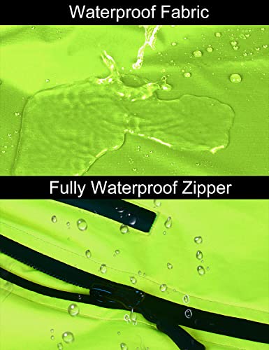 BALEAF Men's Cycling Running Jacket Waterproof Rain Windbreaker Reflective Lightweight Windproof Bike Golf Jacket Fluorescent Yellow Size XL - Image 6