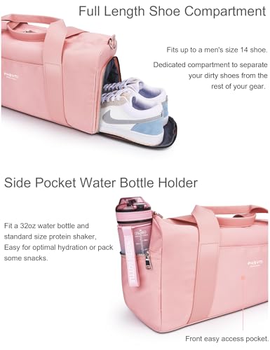 Pink Gym Bag for Women Girls with Shoe Compartment & Wet Pocket - Duffle Bag for Travel Sports Fitness Workout Athletic, 19"- Medium - Image 5