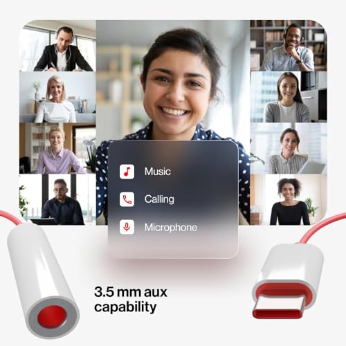 Image of Red USB Type C to 3.5 mm Jack Audio Connector, Noise Cancelling Headphones Jack Converter Audio Adapter for 8T /8 /7 /7 Pro / 1+6 /1+6T and All-Pro Devices
