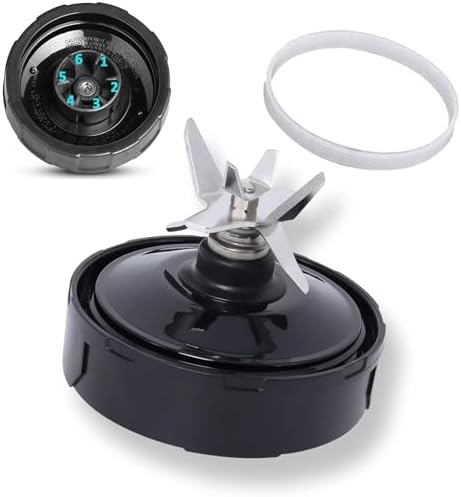 6 Fins Blender Blade Replacement for Nutri Ninja iQ 900W/1000W - Compatible with BL454-70, BL455-70, BL481-70, BL483-70, BL480, BL480D - 4 Inch Female Blade for Smoothies & Ice Crushing