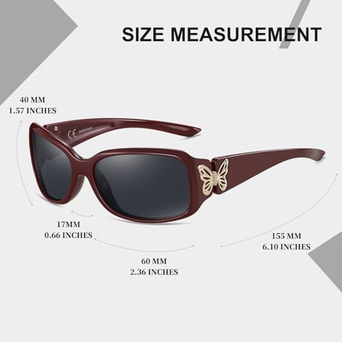 Image of HAOLOTA Women's Polarized Sunglasses - Fashionable Wraparound Butterfly Design with UV400 Protection