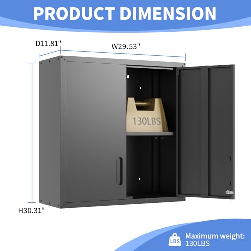 Metal-Storage-Cabinet-for-Garage-Tool-Cabinet-Utility-Cabinet-Wall-Mounted-Hanging-Tool-Cabinet-Lockable-2-Doors-Adjustable-Shelves-Assembly-Required-Black