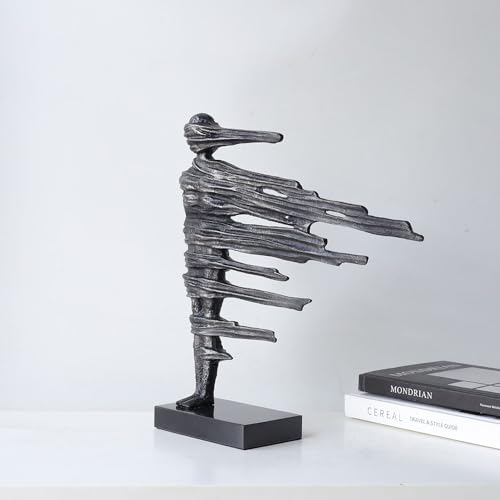 Estatua Abstracta Mujer Surrealista en Metal con Base de Mármol miniatura 4