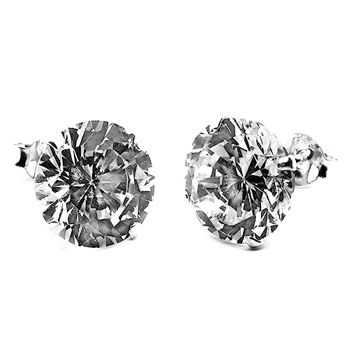 Image of Arranview Jewellery 10 mm clear CZ stud round solitaire earrings in sterling silver