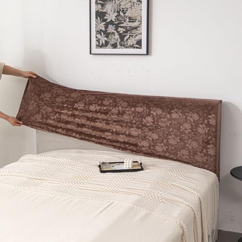 Image of HOMETHREADS Stretchable Velvet Headboard Cover | Soft, Dust-Proof & Wrinkle-Resistant Bed Back Protector | Fits Leather, Wooden & Fabric Bedsides | for 3ft to 3.5ft Beds (Coffee, 90x65Cm)