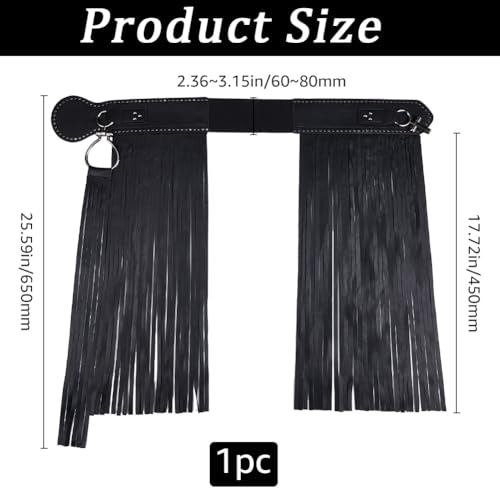 GORGECRAFT PU Leather Tassel Waist Belt Black Vintage Punk Wide Long Fringe Dress Belt Adjustable Women Jeans Skirt Boho Waistband Gothic Body Harness for Halloween Party Dance Cosplay Costume2