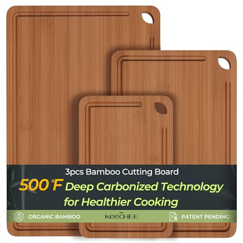 Keechee Bamboo Cutting Board, Durable Wood Cutting Boards for Kitchen